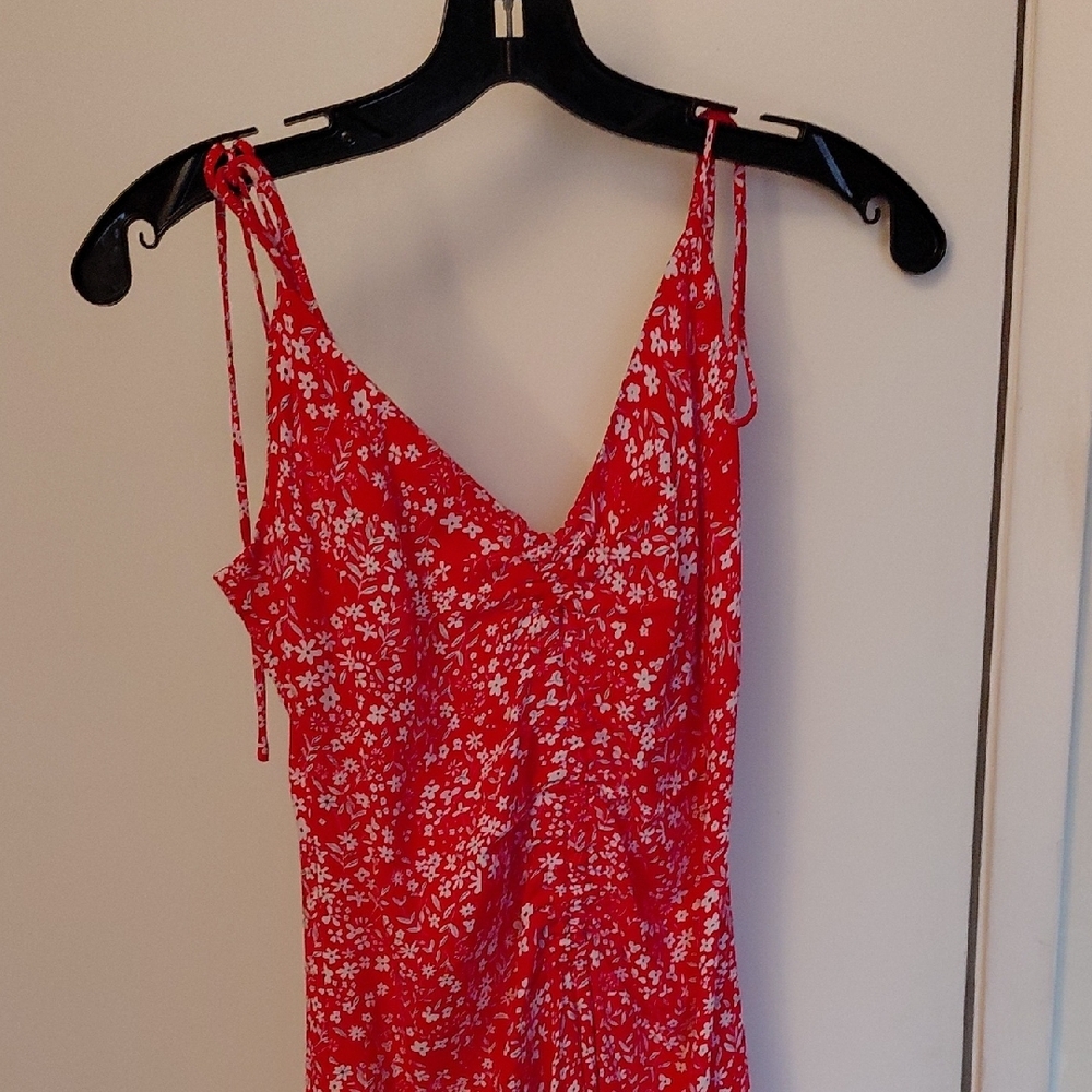 Bershka Red Floral Maxi Dress